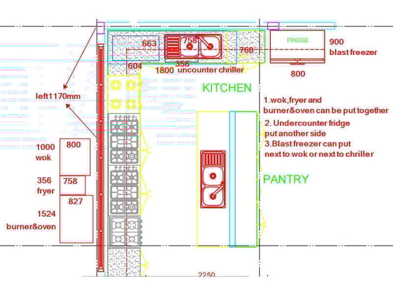 Western restaurant kitchen drawings