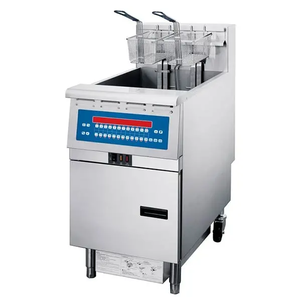 Open fryer with oil filtration